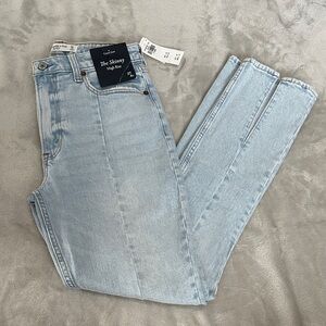 Abercrombie & Fitch Skinny High Rise Front Split Hem Jeans New